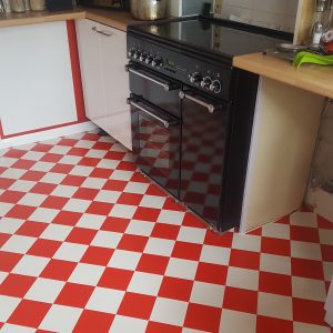 Red-and-white-vinyl-flooring