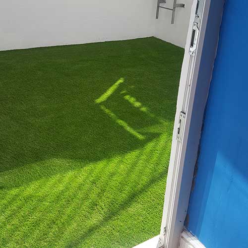 Artificial grass courtyard